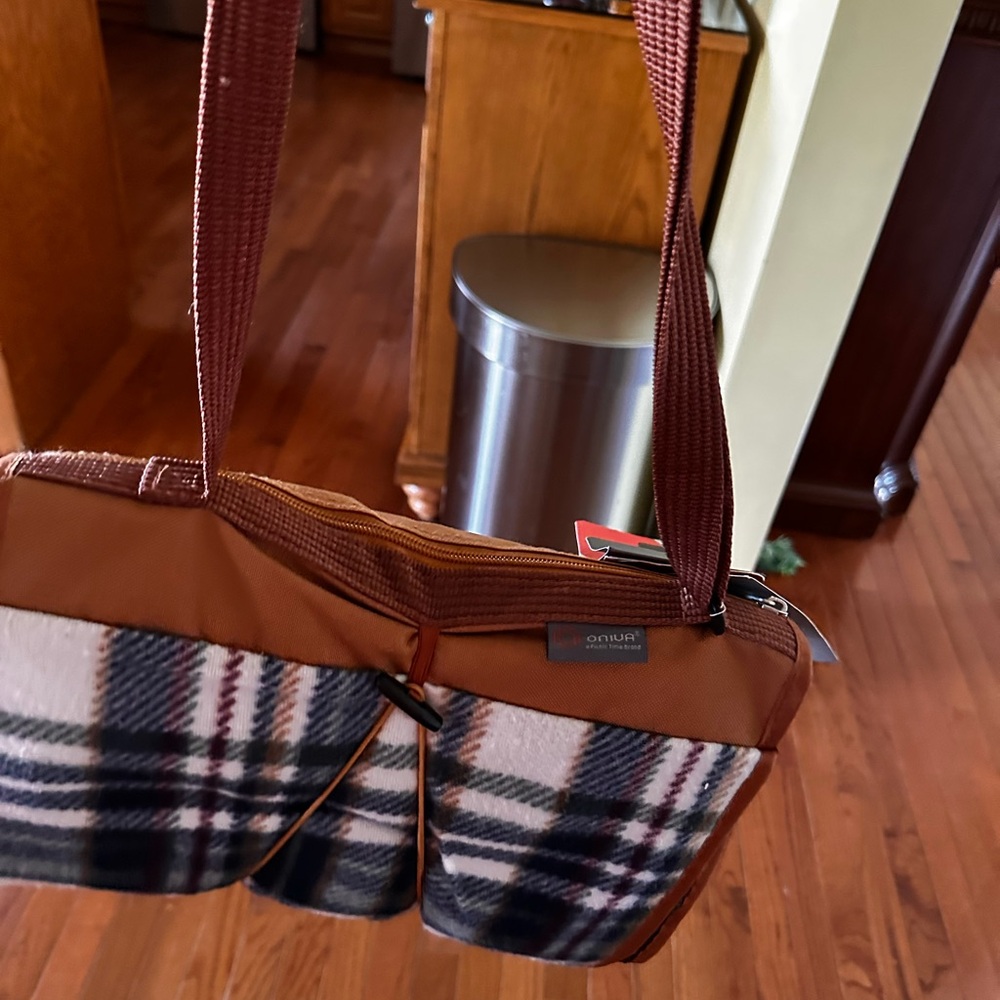 Brown Plaid Crossbody Tote for Men